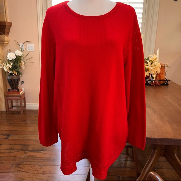 Lane Bryant Red Tight Knit 3/4 Sleeve Sweater Top, Size 18/20 - Picture 3 of 8